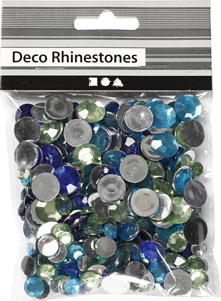 Rhinsten - Runde - Blå Grøn - Str 6 9 12 Mm - 360 Stk
