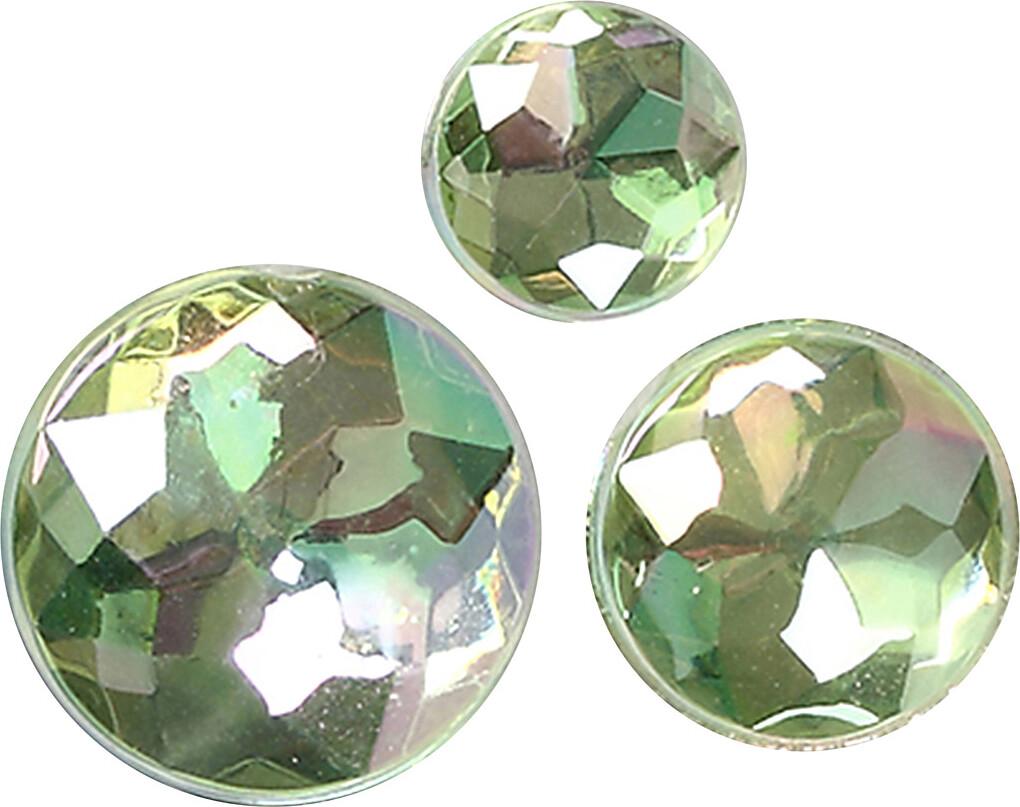 Rhinsten Klistermærker - Selvklæbende - Grøn - Str 6 8 10 Mm - 40 Stk