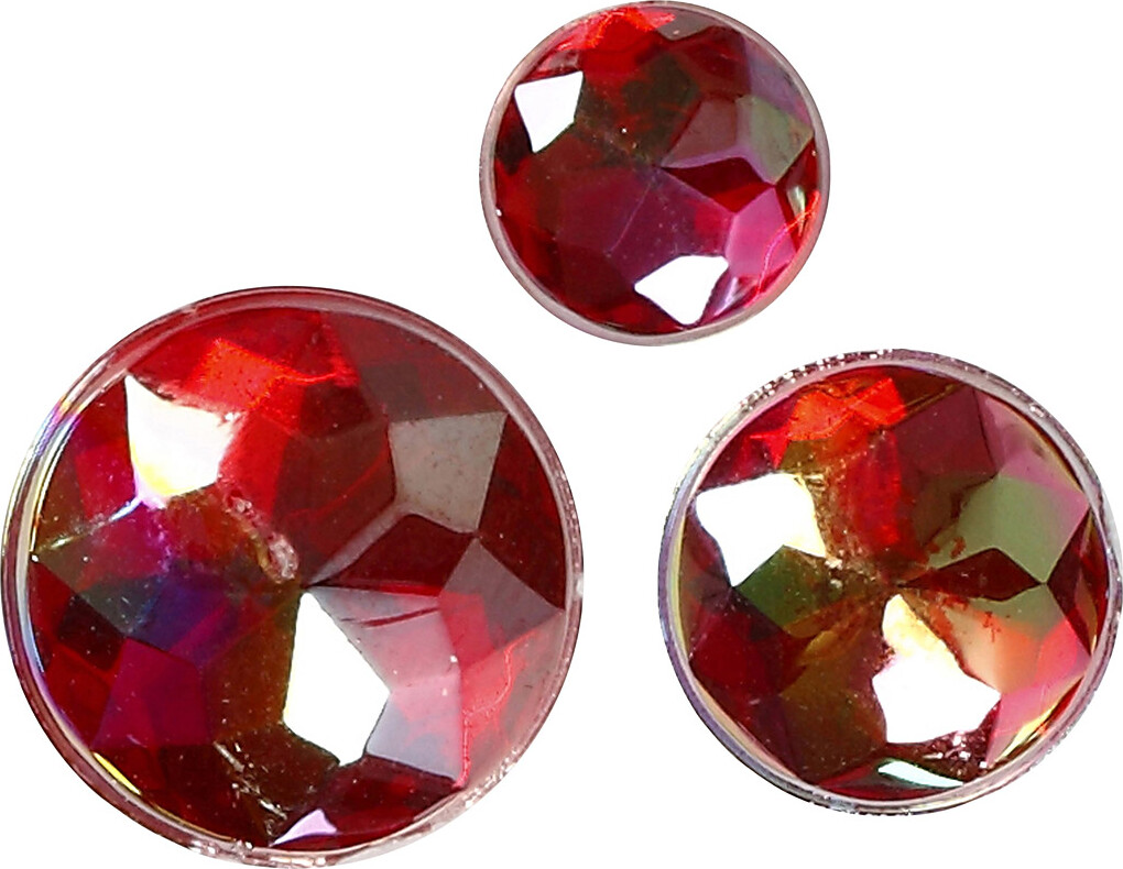 Rhinsten Klistermærker - Selvklæbende - Rød - Str 6 8 10 Mm - 40 Stk