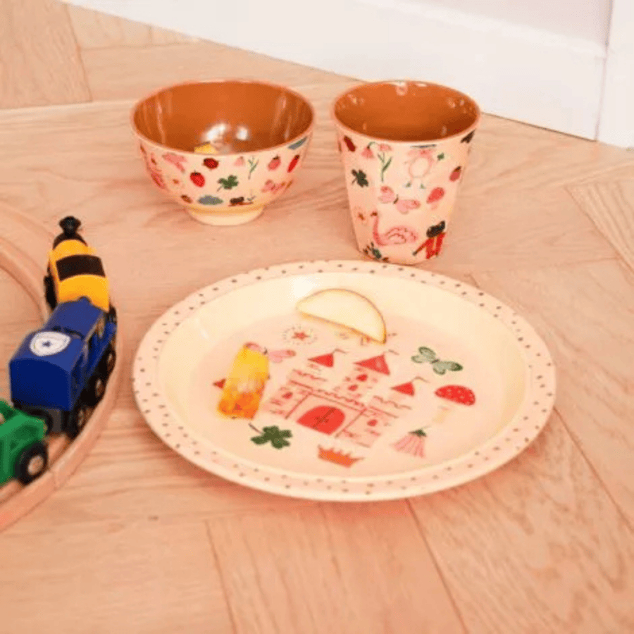 Rice - Melamine Bowl With Fairytale Print - Soft Pink - 700 Ml