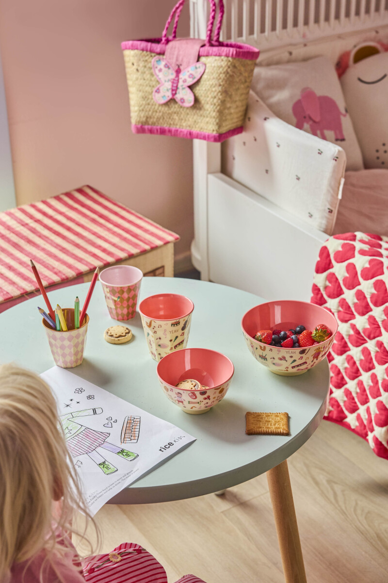 Rice - Melamine Bowl With Pink Music Band Print - Pink - 300 Ml