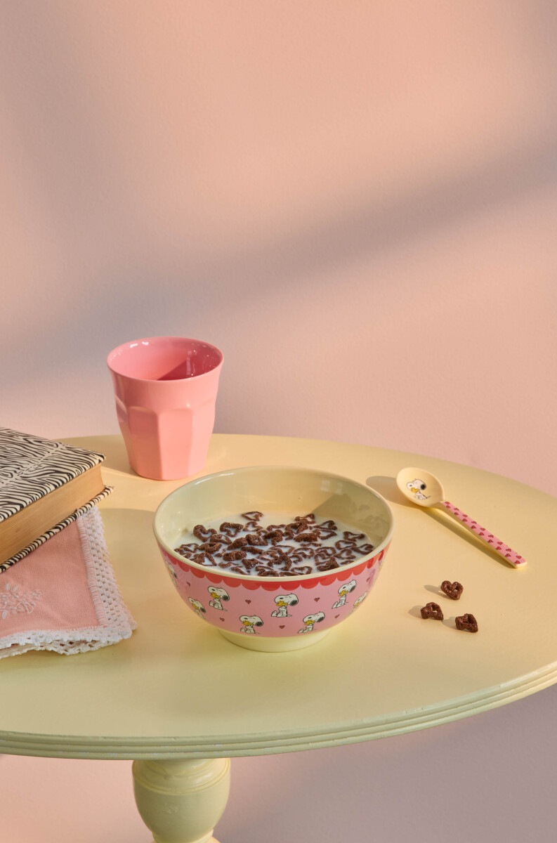 Rice - Melamine Bowl With Pink Snoopy Print - Pink - Medium - 700 Ml