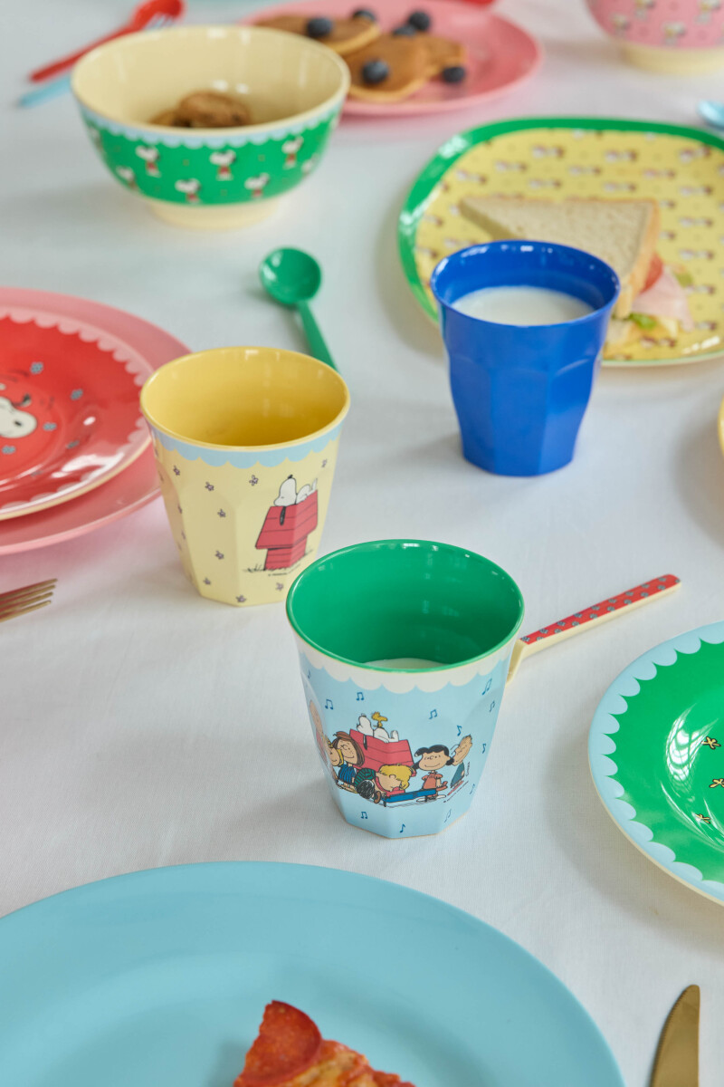 Rice - Melamine Cup With Cream Snoopy Print - Cream And Yellow - Medium -