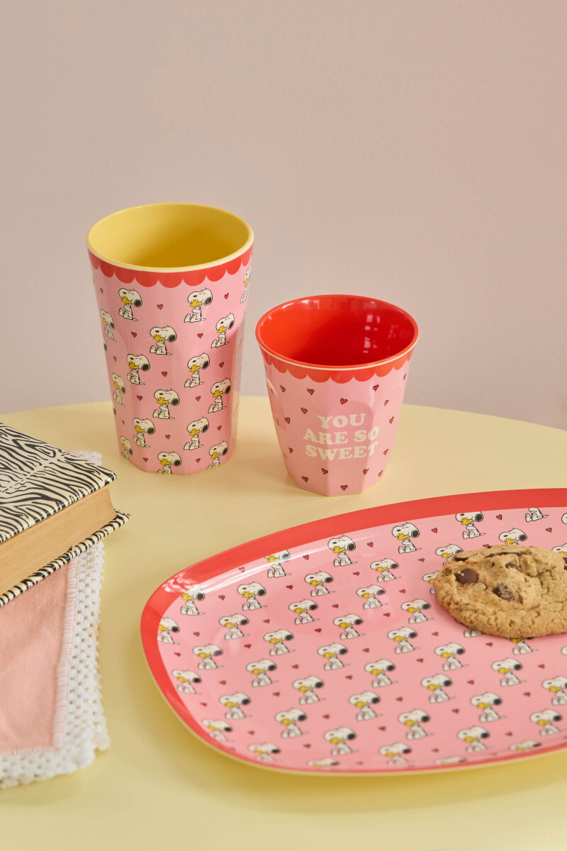 Rice - Melamine Cup With Pink Snoopy Print - Pink - Medium - 250 Ml