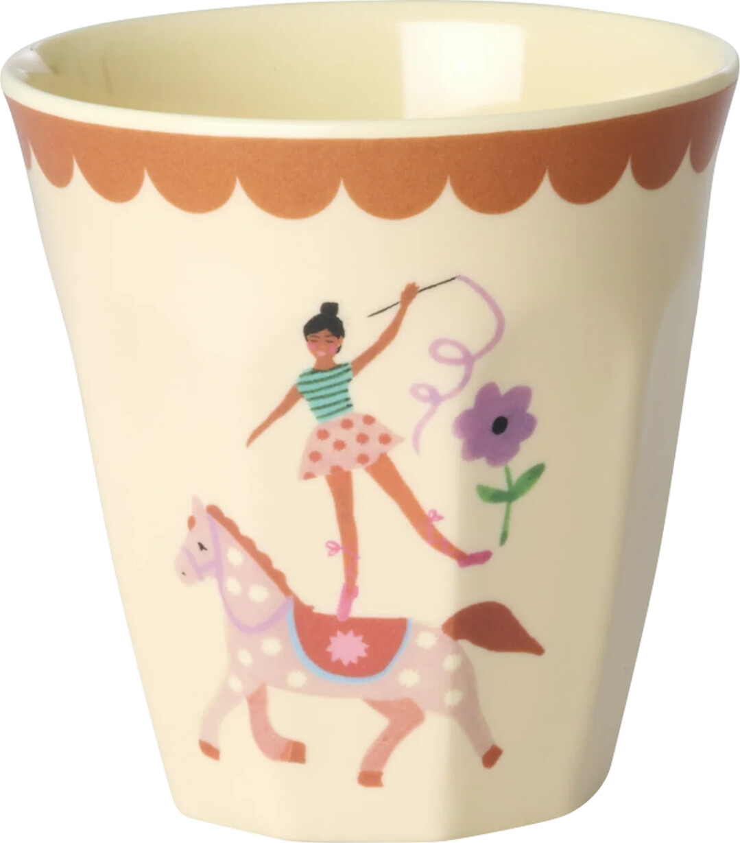 Rice - Melamine Cups With Fun Fair Prints - Pink - Small