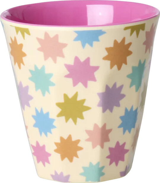 Rice - Melamine Cups With Fun Fair Prints - Pink - Small