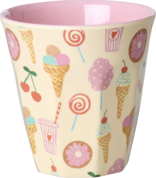 Rice - Melamine Cups With Fun Fair Prints - Pink - Small