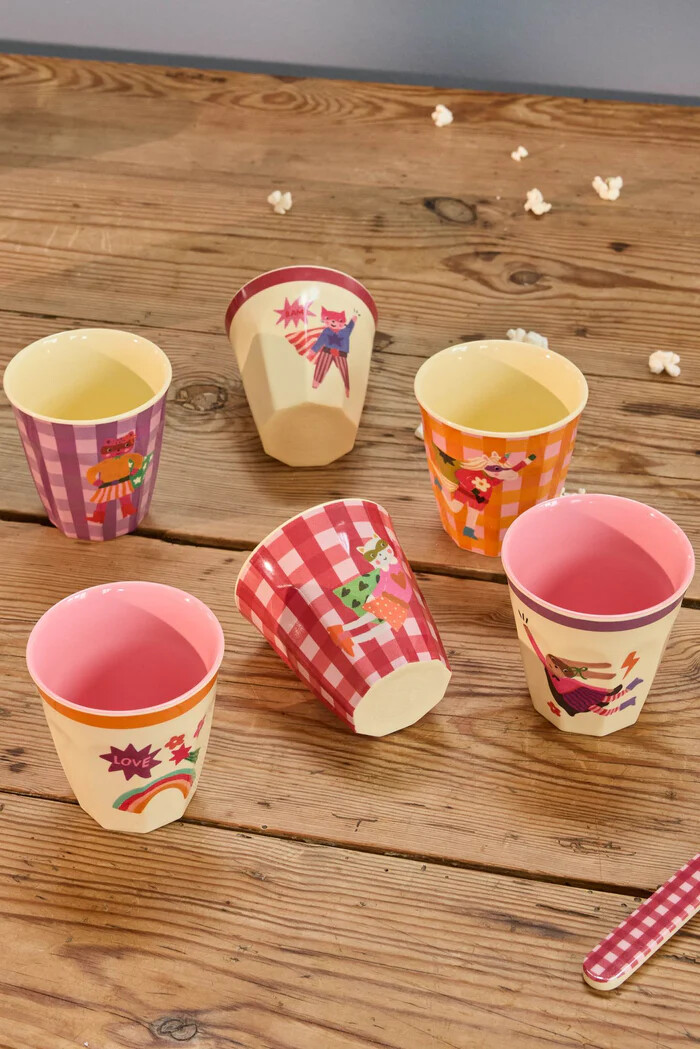 Rice - Melamine Kids Cup With Hero Print - Pink - Small - 160 Ml