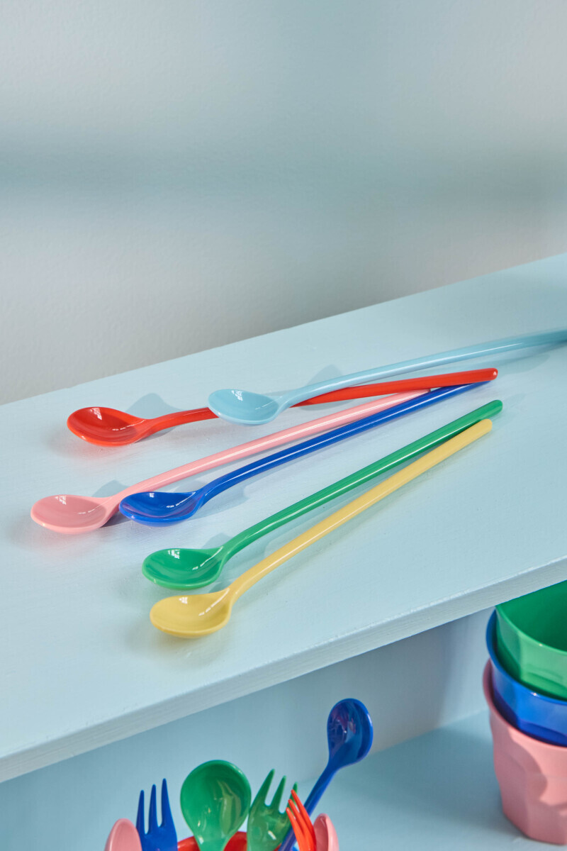 Rice - Melamine Latte Spoons - Assorted Solid Colors - Set Of 6