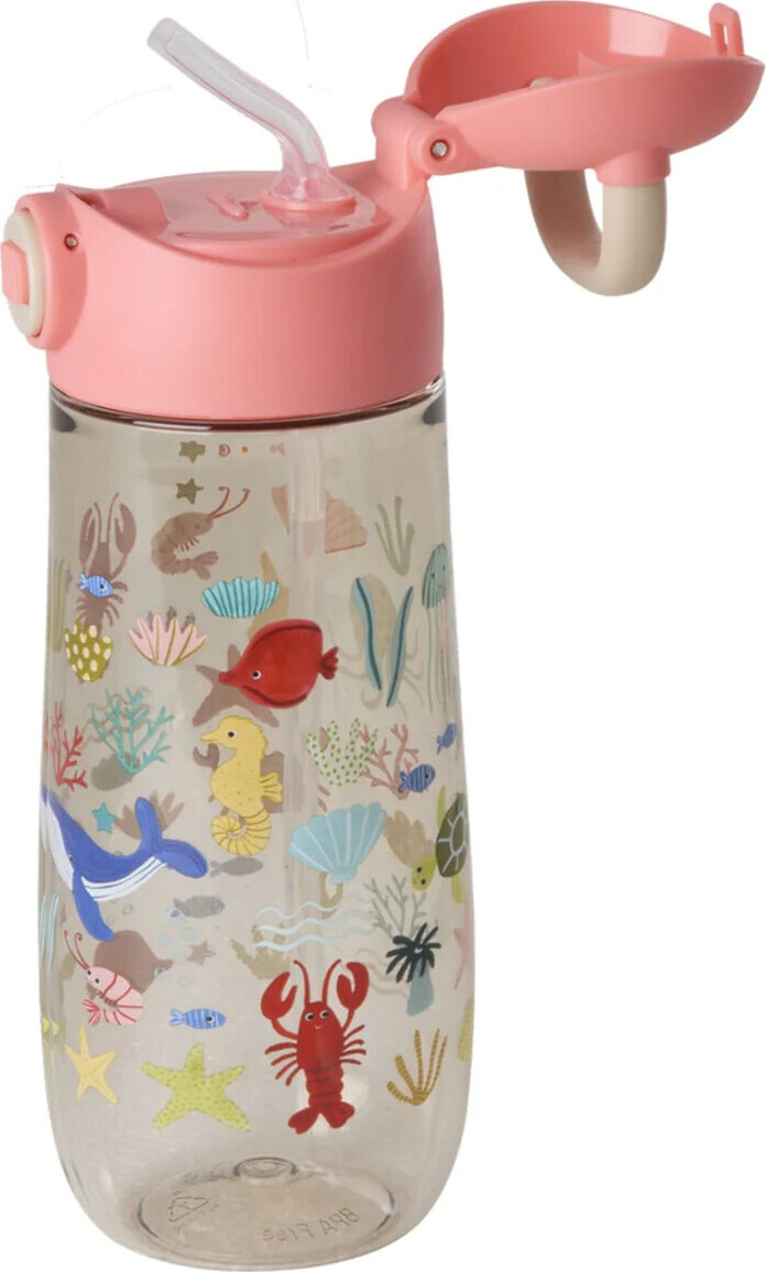 Rice - Plastic Kids Drinking Bottle With Coral Ocean Print - 550 Ml Plbot