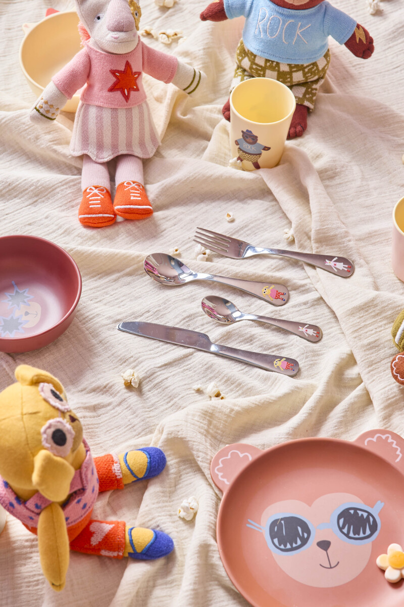 Rice - Stainless Steel Kids Cutlery Set - Unicorn And Dog Print