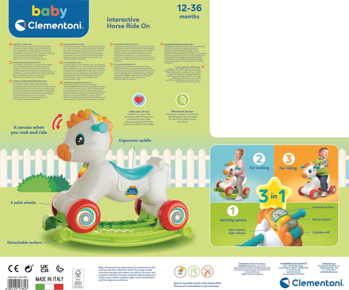 Baby Clementoni - Interactive Horse Ride On - 3-I-1 Gåbil