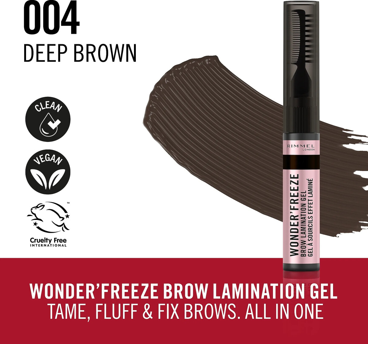 Rimmel - Wonder Freeze Brow Lamination Gel - 004 Deep Brown