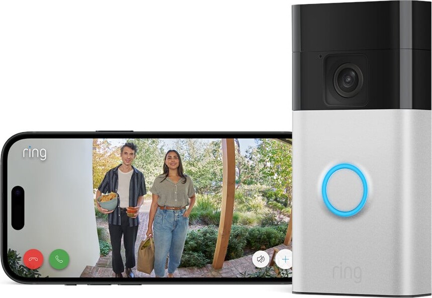 Ring - Battery Video Doorbell Satin Nickel Chime 2Nd Gen