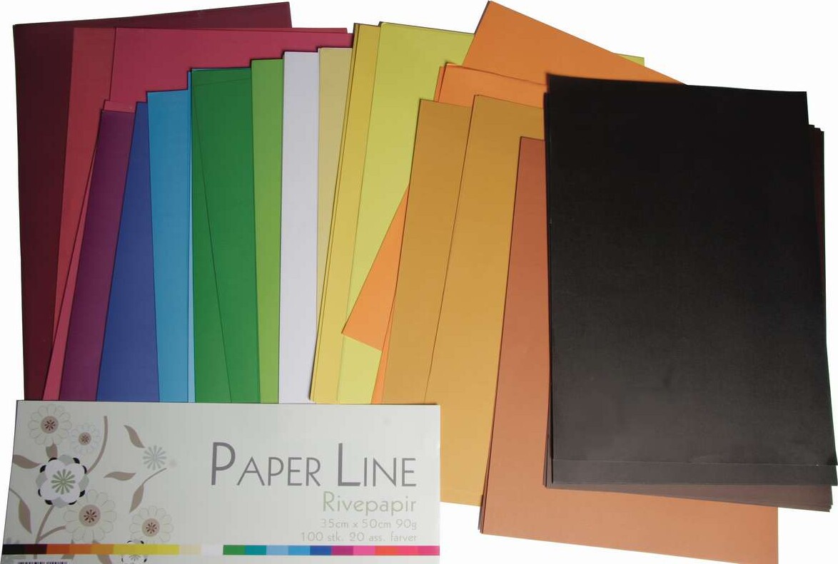 Rivepapir - 35 X 50 Cm - 20 Farver - 100 Stk - Paper Line