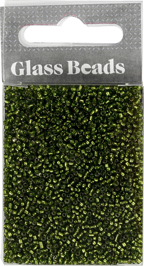 Rocaiperler - Glasperler - Ø 1 7 Mm Hul 0 5-0 8 Mm - Græsgrøn - 25 G