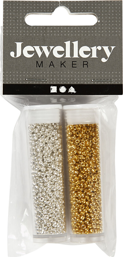 Rocaiperler - Glasperler - Ø 1 7 Mm Hul 0 5-0 8 Mm - Guld - Sølv - 2X7 G