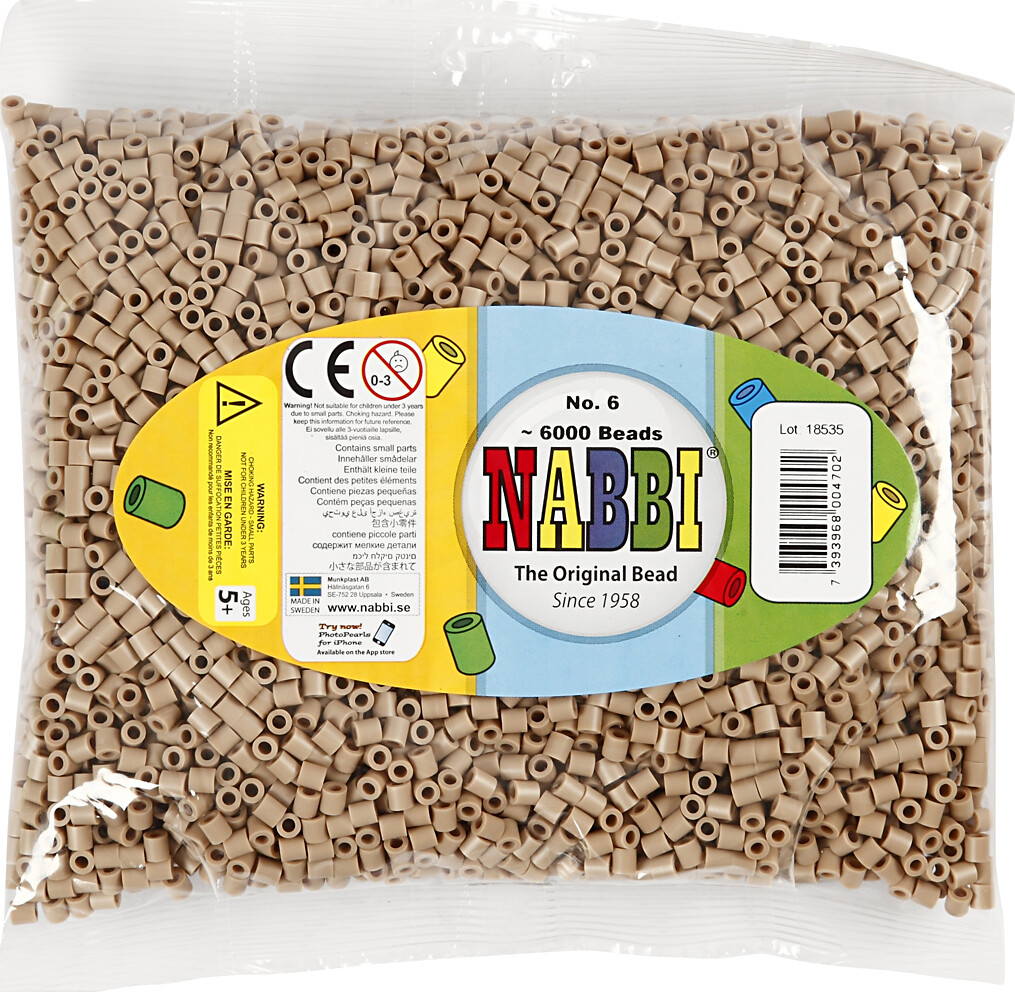 Rør Perler Til Perleplader - Medium - Beige - 6000 Stk - Nabbi