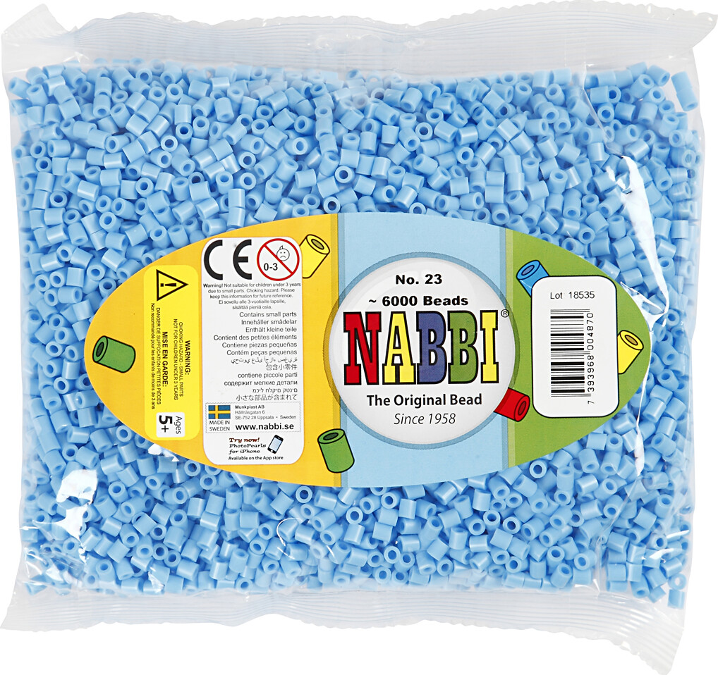 Rør Perler Til Perleplader - Medium - Blå Pastel - 6000 Stk - Nabbi