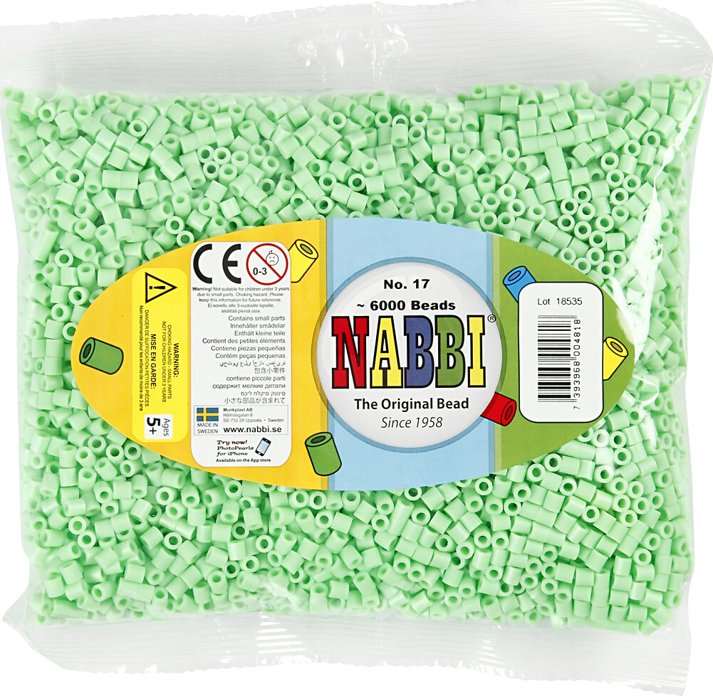 Rør Perler Til Perleplader - Medium - Grøn Pastel - 6000 Stk - Nabbi