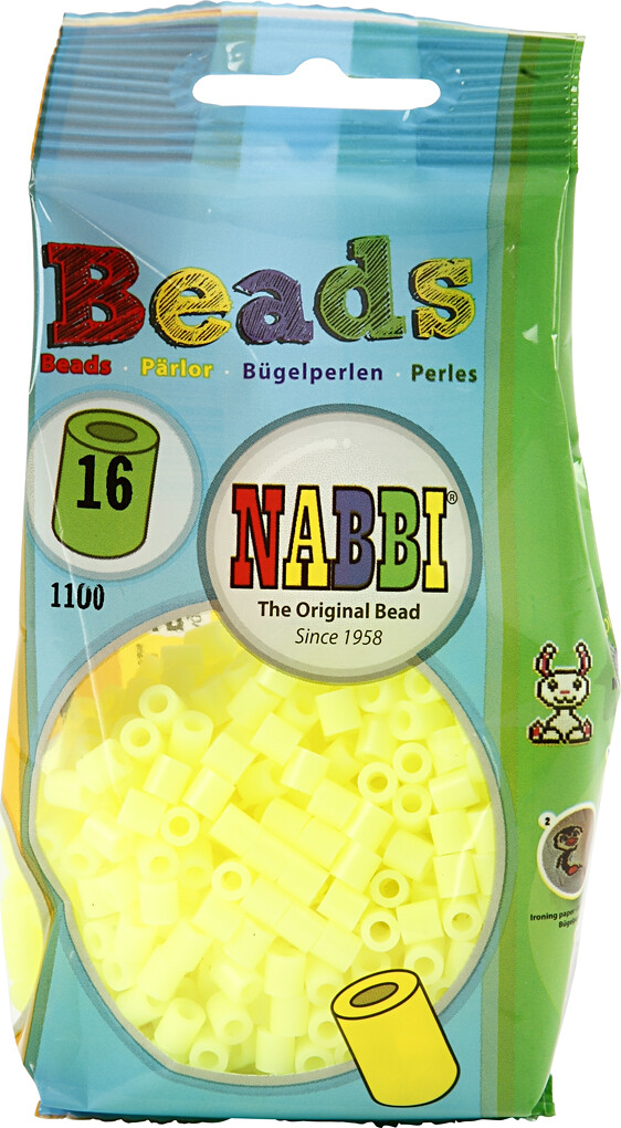 Rør Perler Til Perleplader - Medium - Gul Pastel - 1100 Stk - Nabbi