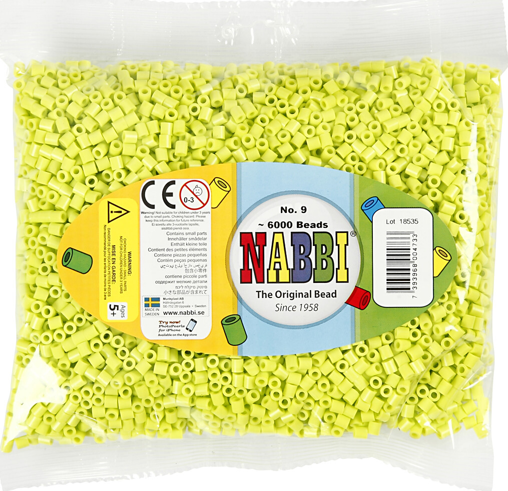 Rør Perler Til Perleplader - Medium - Lime - 6000 Stk - Nabbi