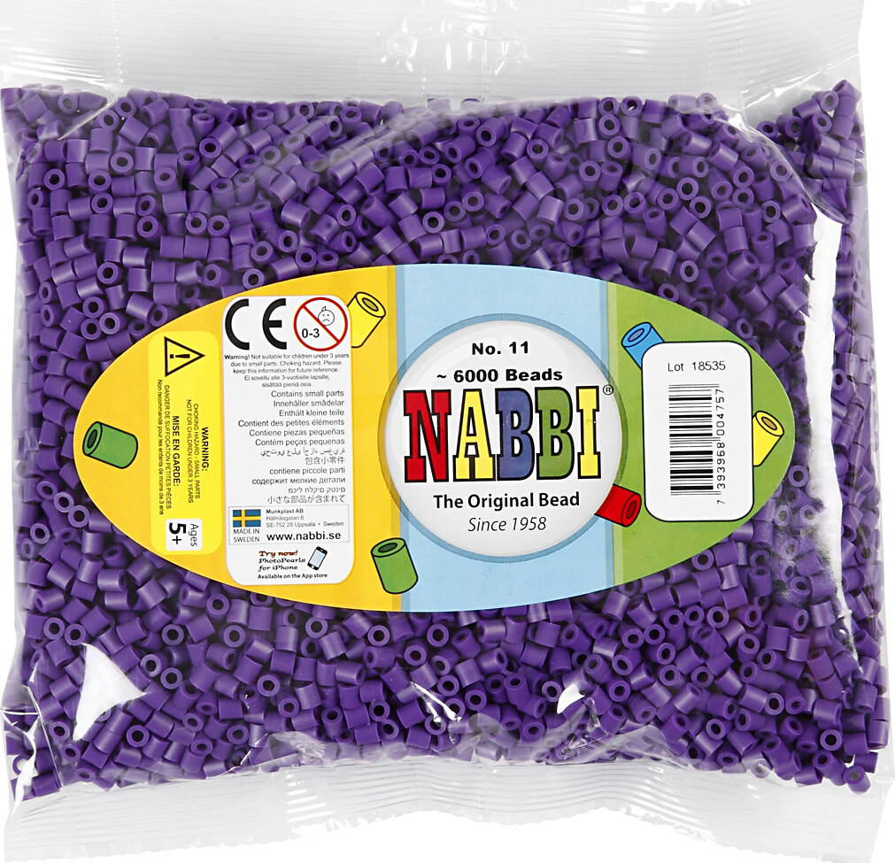 Rør Perler Til Perleplader - Medium - Mørk Lilla - 6000 Stk - Nabbi