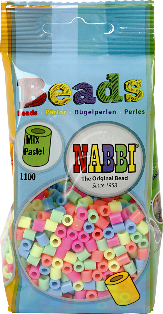 Rør Perler Til Perleplader - Medium - Pastelfarver - 1100 Stk - Nabbi