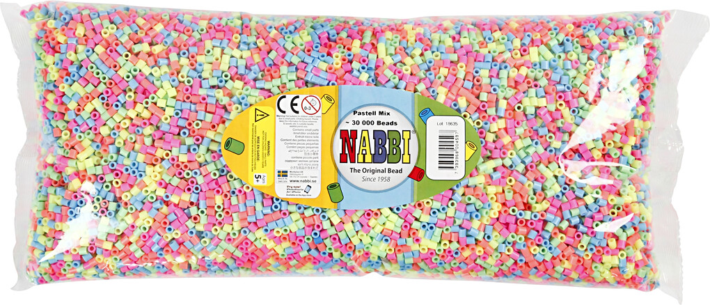 Rør Perler Til Perleplader - Medium - Pastelfarver - 30000 Stk - Nabbi