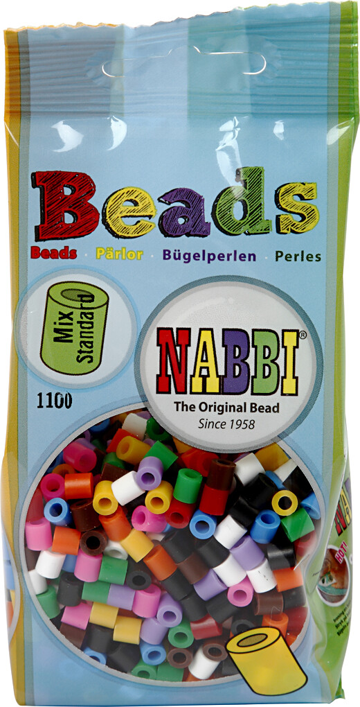 Rør Perler Til Perleplader - Medium - Standardfarver - 1100 Stk - Nabbi