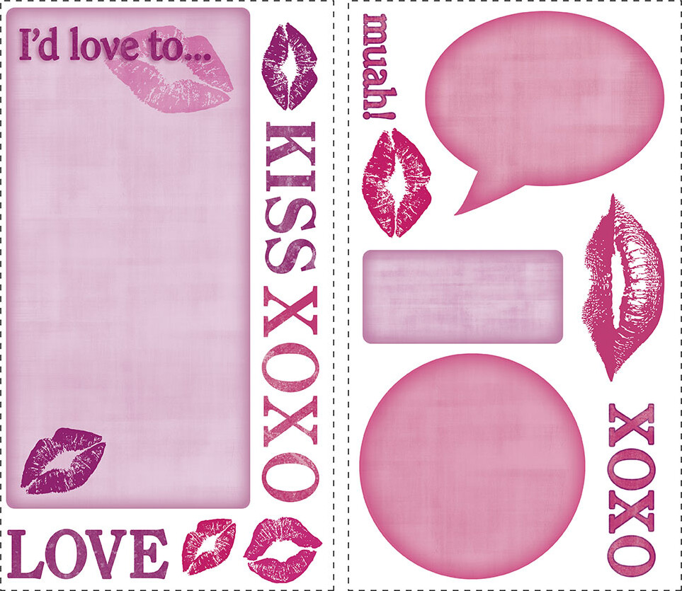 Roommates Decor - Kisses Whiteboard - Pink - Wallstickers