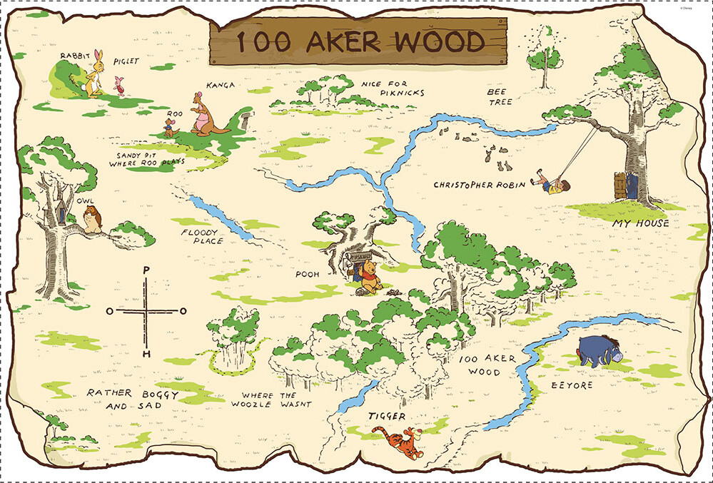 Roommates Decor - Peter Plys Og 100 Meter Skoven - Wallsticker