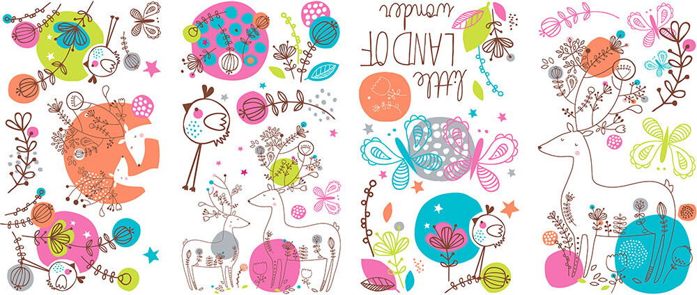 Roommates Decor - Wallstickers - Zutano Dyr Og Blomster