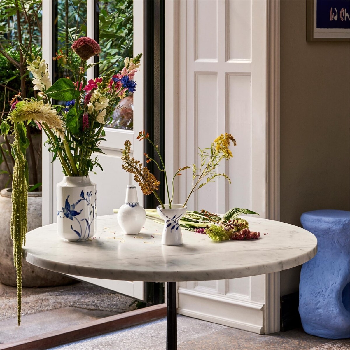 Royal Copenhagen - Blå Mega Riflet Vase - H 11 Cm