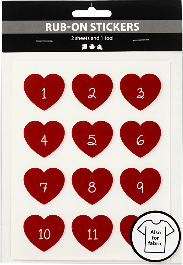 Rub On Stickers - Kalendertal - H 32 Mm - B 28 Mm - 12 2X15 3 Cm - Rød