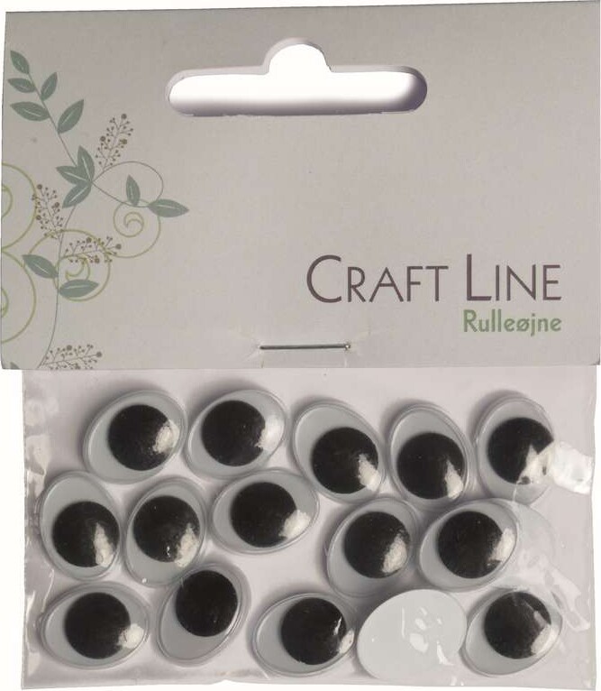 Rulleøjne Oval Pålim 15Mm 20Stk Sorthvid - Craft Line