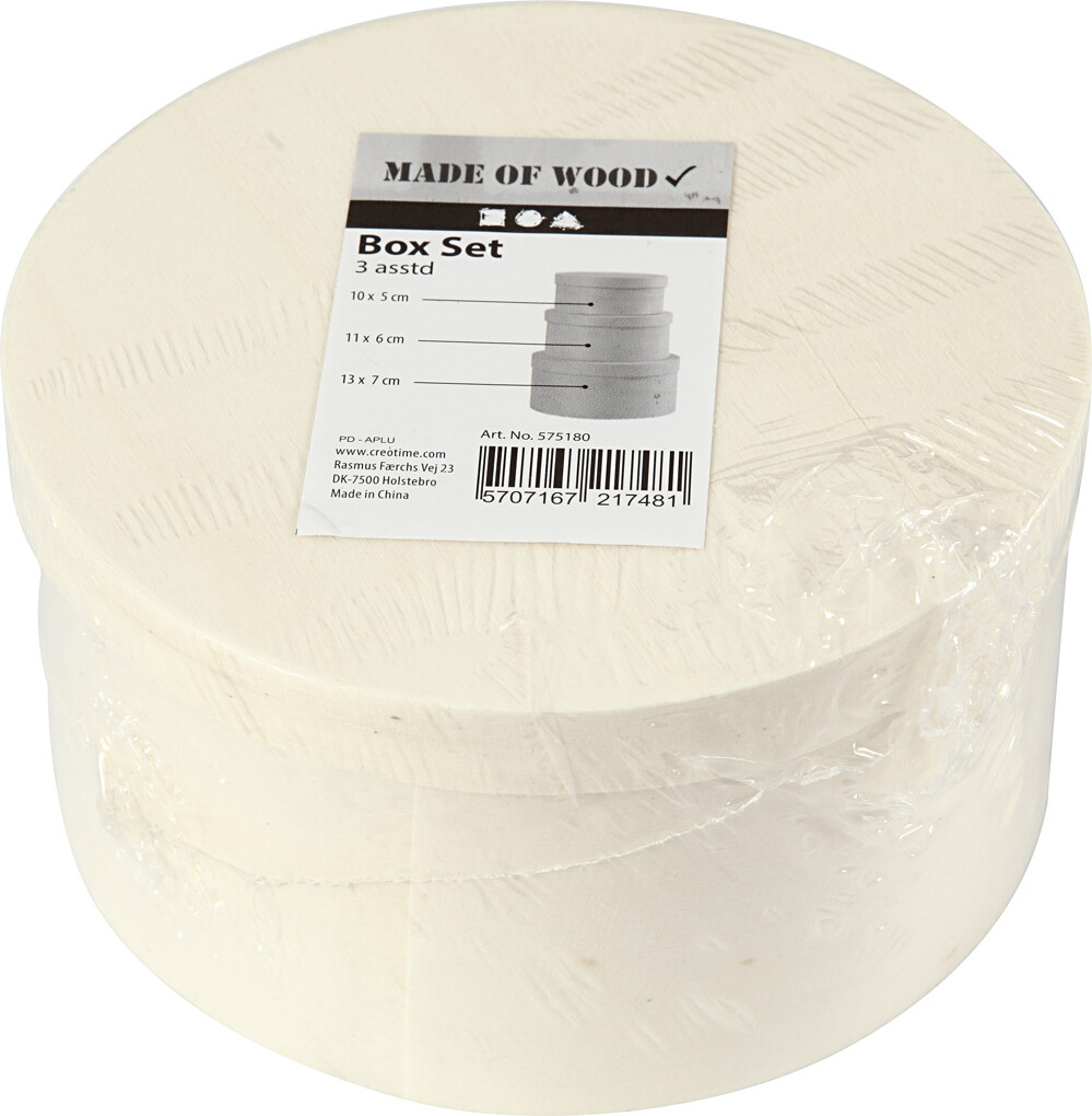 Rund Spånæske - H 5 4 6 5 7 3 Cm - Ø 10 11 13 Cm - 3 Stk