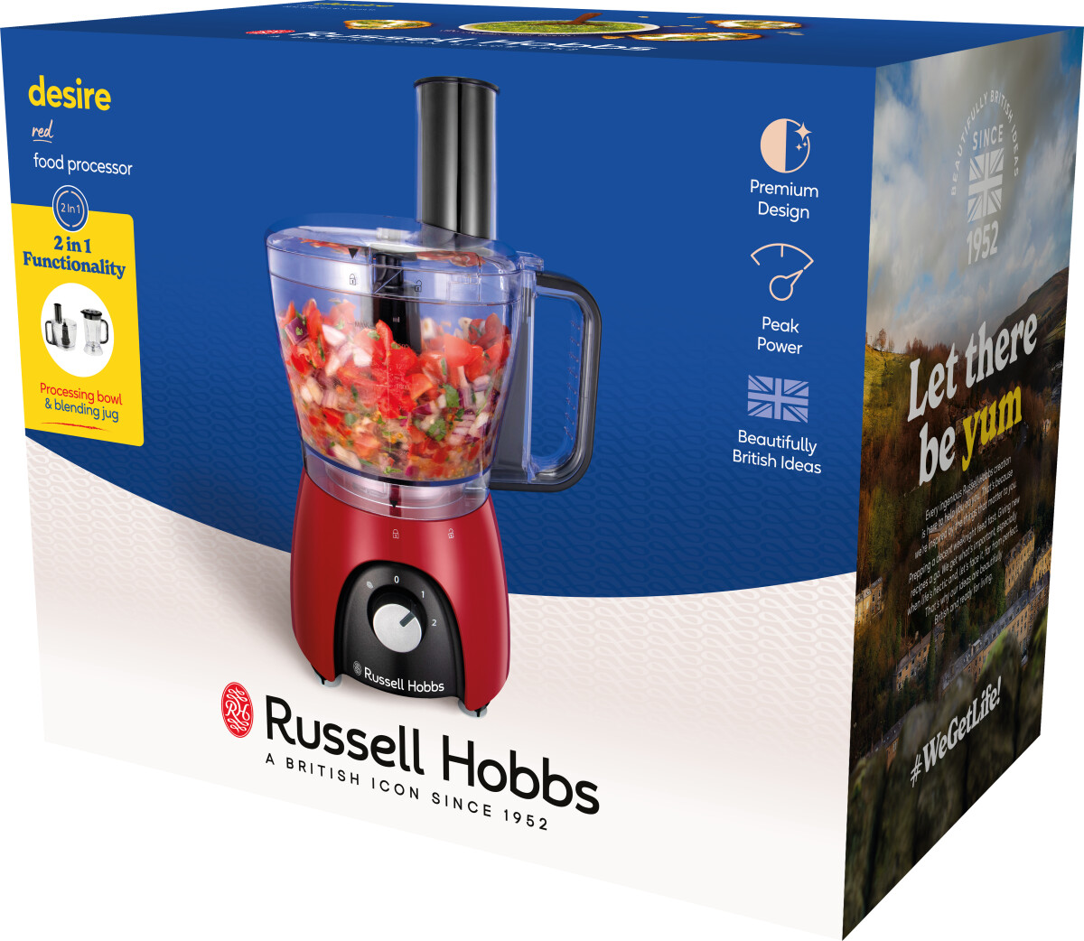 Russell Hobbs - Desire Food Processor Og Blender Sæt - Rød