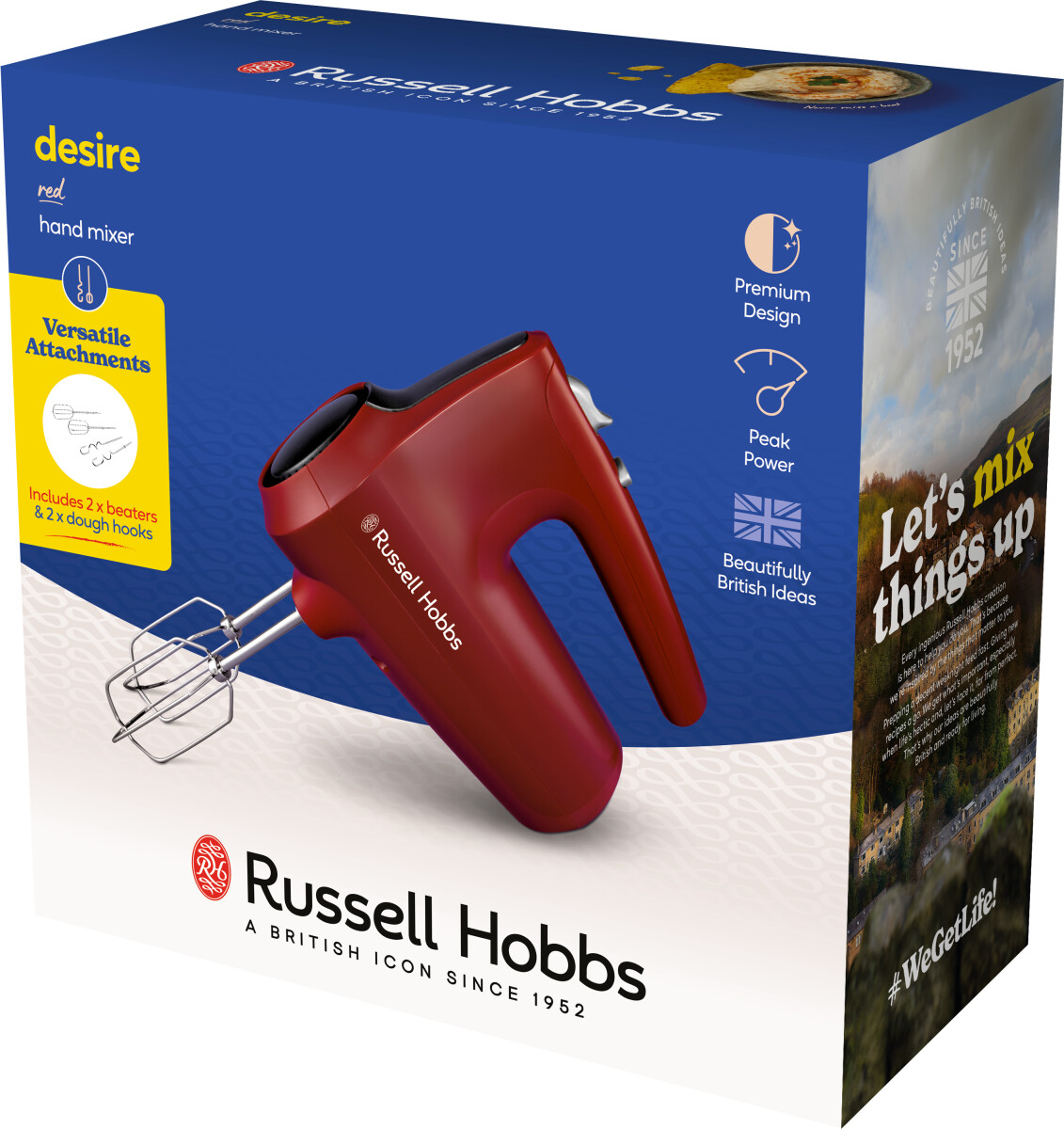 Russell Hobbs - Håndmixer Med Dejkroge - Desire - Rød