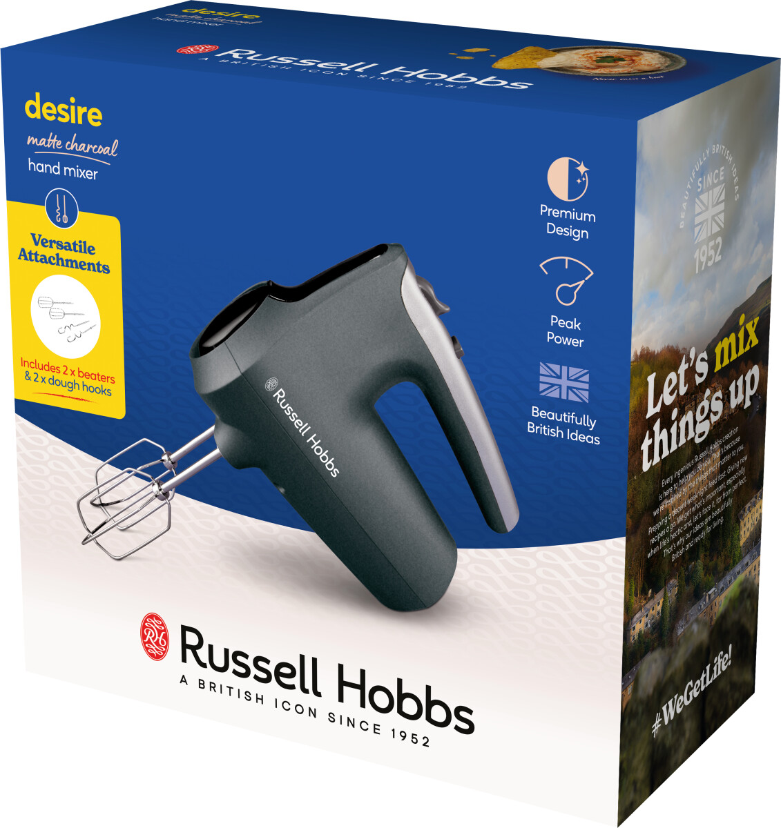 Russell Hobbs - Håndmixer Med Dejkroge - Desire - Matte Charcoal