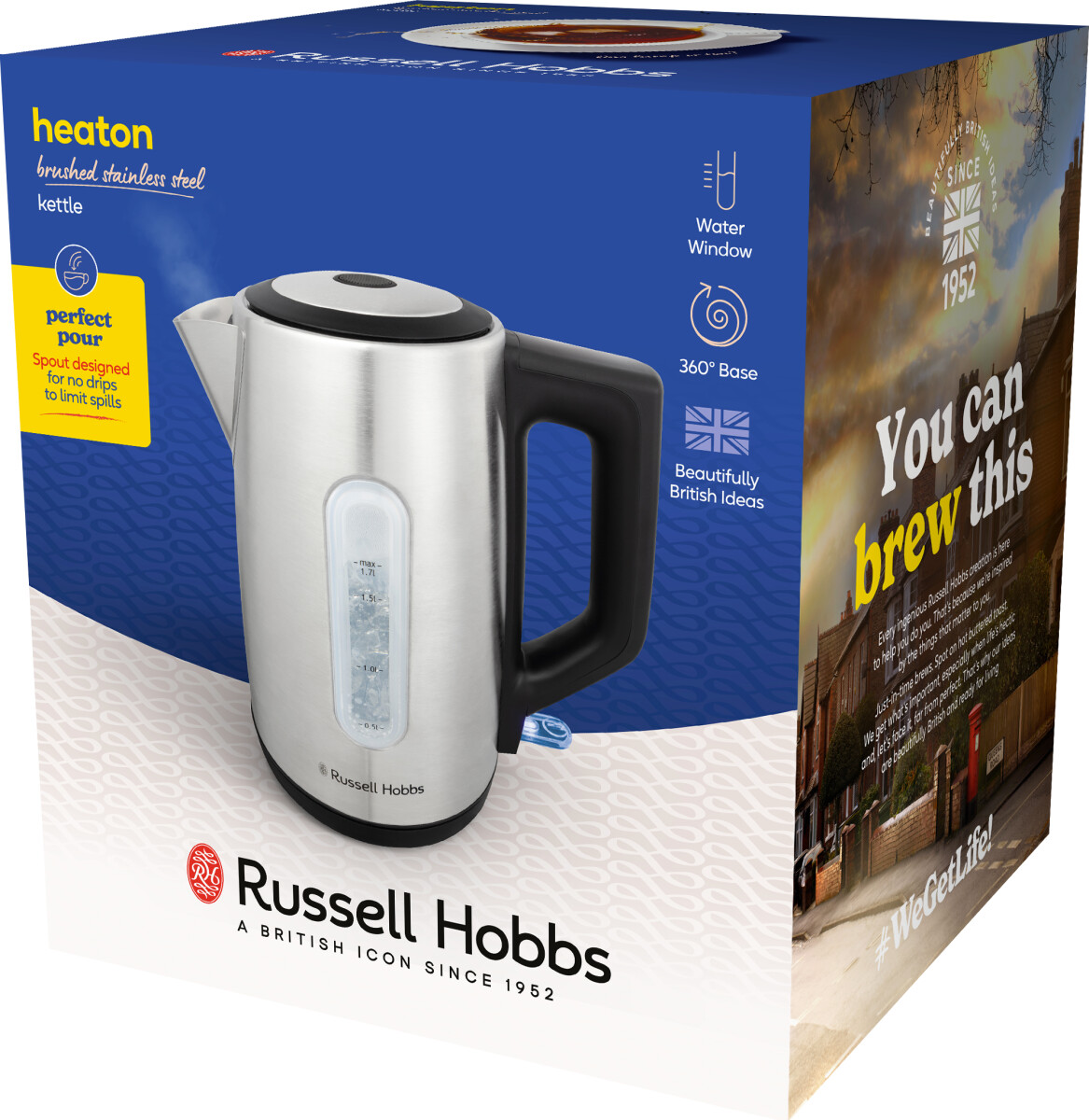 Russell Hobbs - Elkedel - Heaton - Børstet Rustfrit Stål - 1 7 L