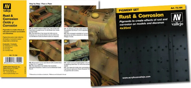 Vallejo - Maling Sæt - Pigments - Rust Corrosion - 4X35 Ml