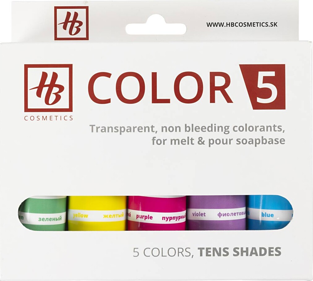 Hb Cosmetics - Sæbefarve Sæt - Grøn Gul Blå Lilla Pink - 5X30 G