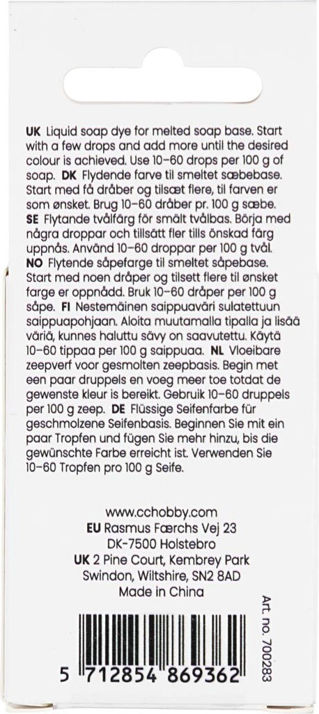 Sæbefarve - Rød - 10 Ml