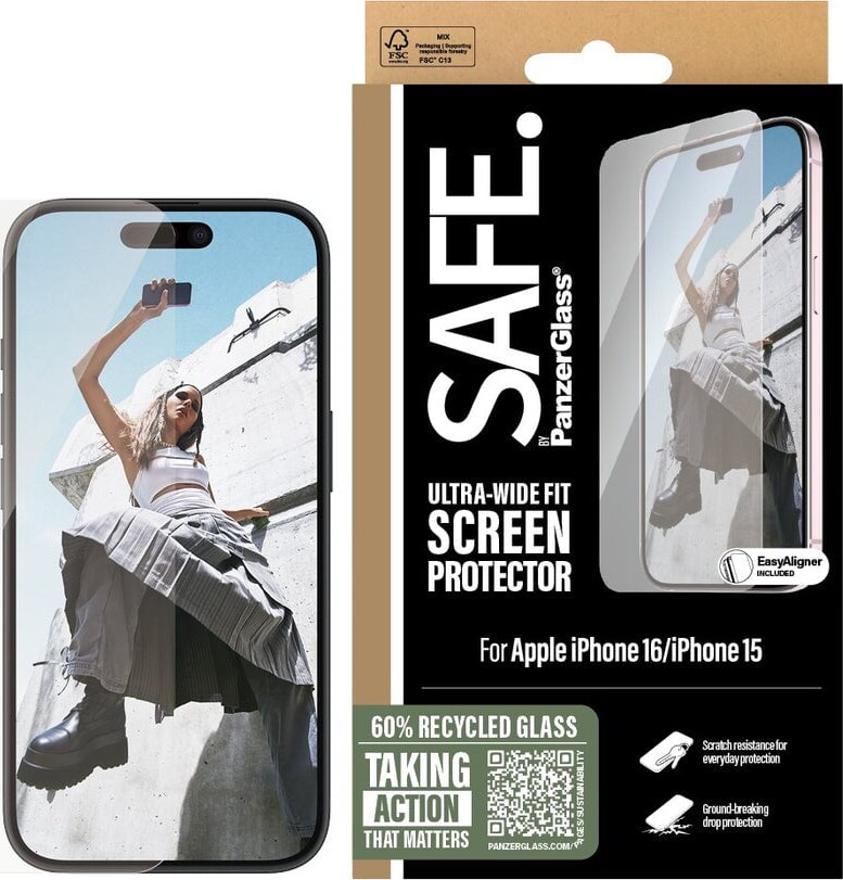 Safe - Panzerglass - Skærmbeskyttelse - Iphone 16 - Ultra Wide Fit