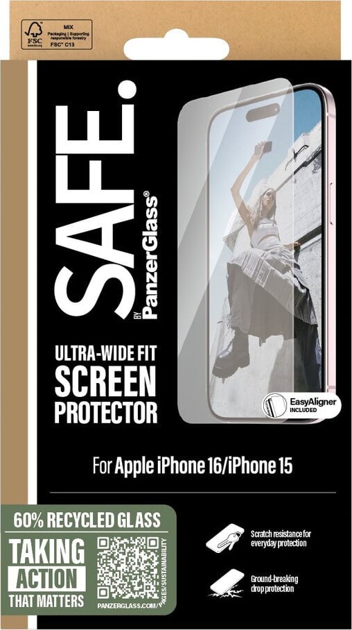 Safe - Panzerglass - Skærmbeskyttelse - Iphone 16 - Ultra Wide Fit