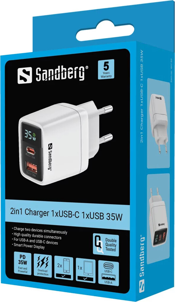 Sandberg - 2In1 Charger 1Xusb-C 1Xusb 35W