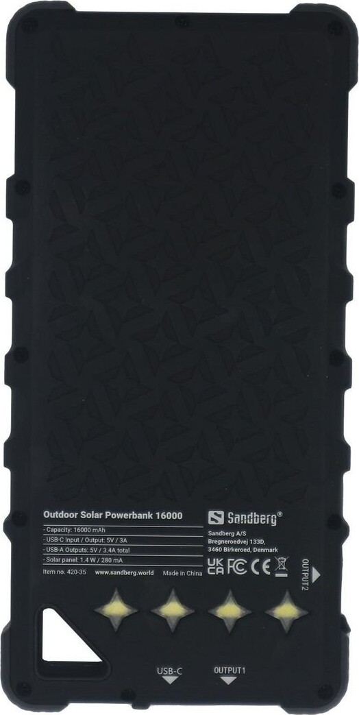 Sandberg Udendørs Solcelle Powerbank 16000 Mah
