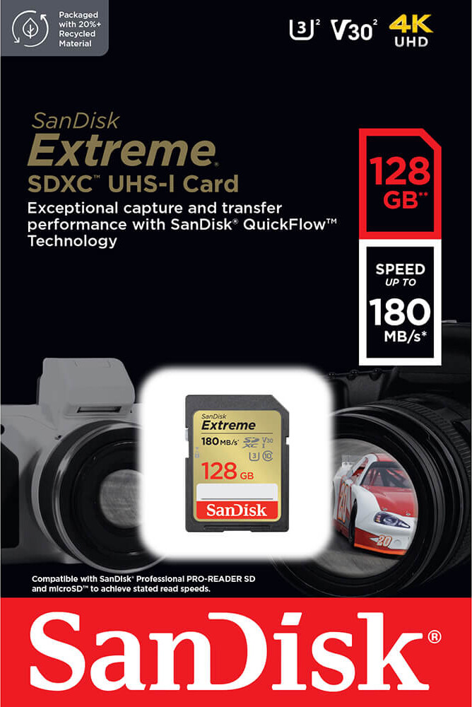Sandisk - Sdxc Extreme 128Gb 180Mbs Uhs-I C10 V30 U3