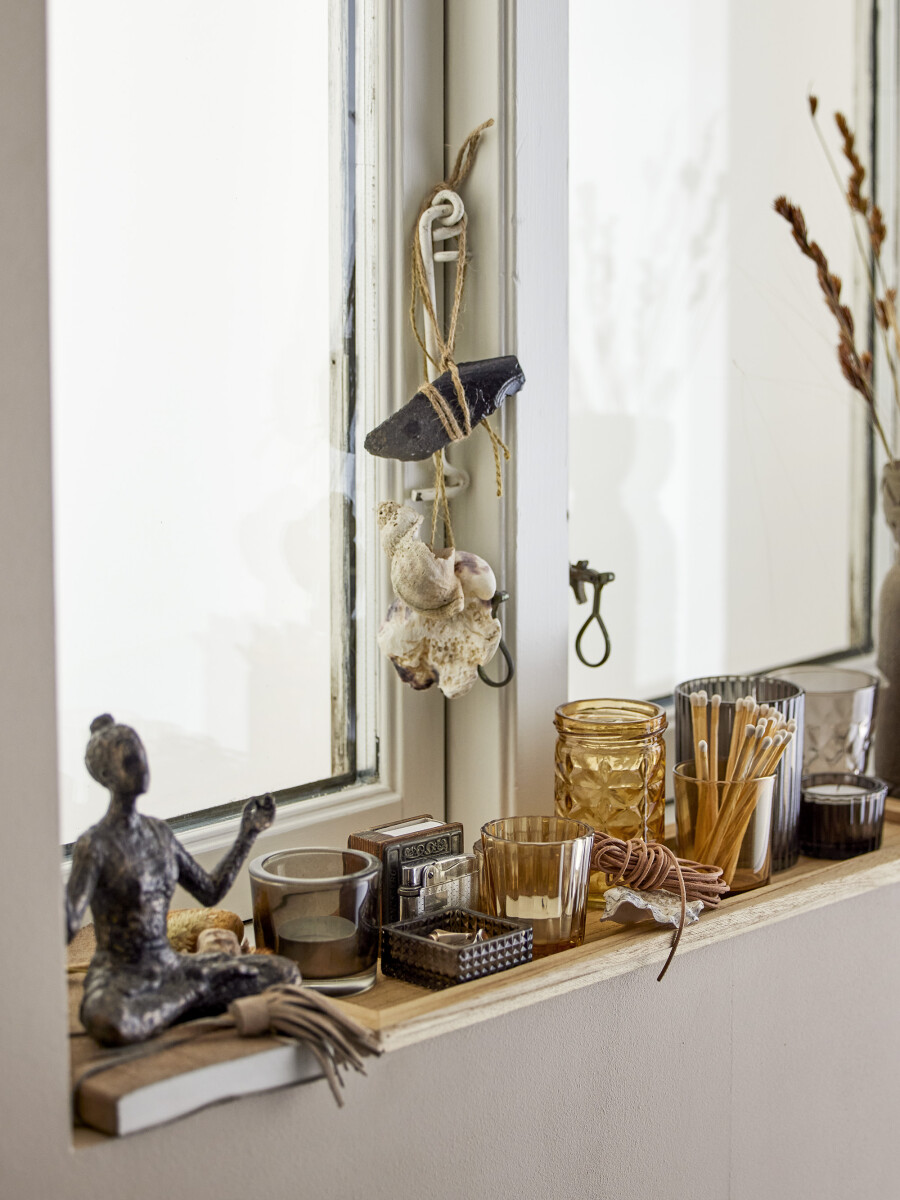 Bloomingville - Sanga Bakke Med Fyrfadsstager - Brun - Glas - 10 Dele